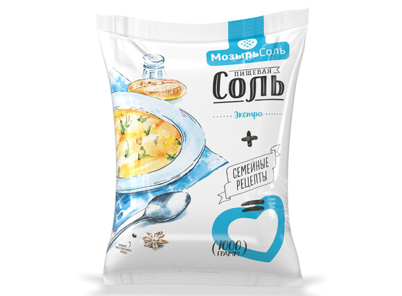 Соль пищевая экстра. Полиэтилен/полипропиленовый пакет по 1 кг