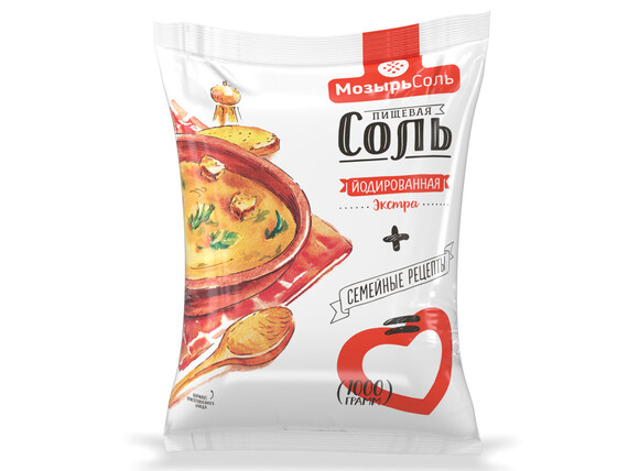 Соль пищевая экстра йодированная. Полиэтилен/полипропиленовый пакет по 1 кг